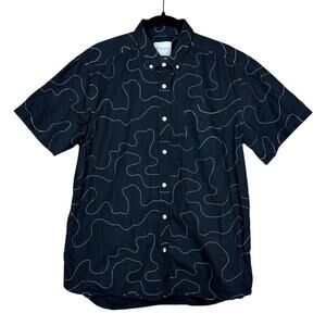 Saturdays NYC Squiggle Print Short Sleeve Button Down Shirt Size XL